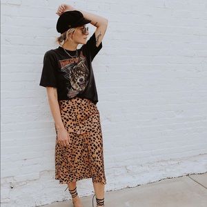 Leopard Midi Length Slip Skirt